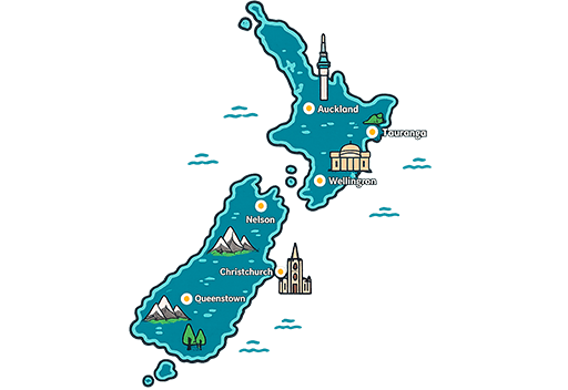 mapa nueva zelanda ilustracion